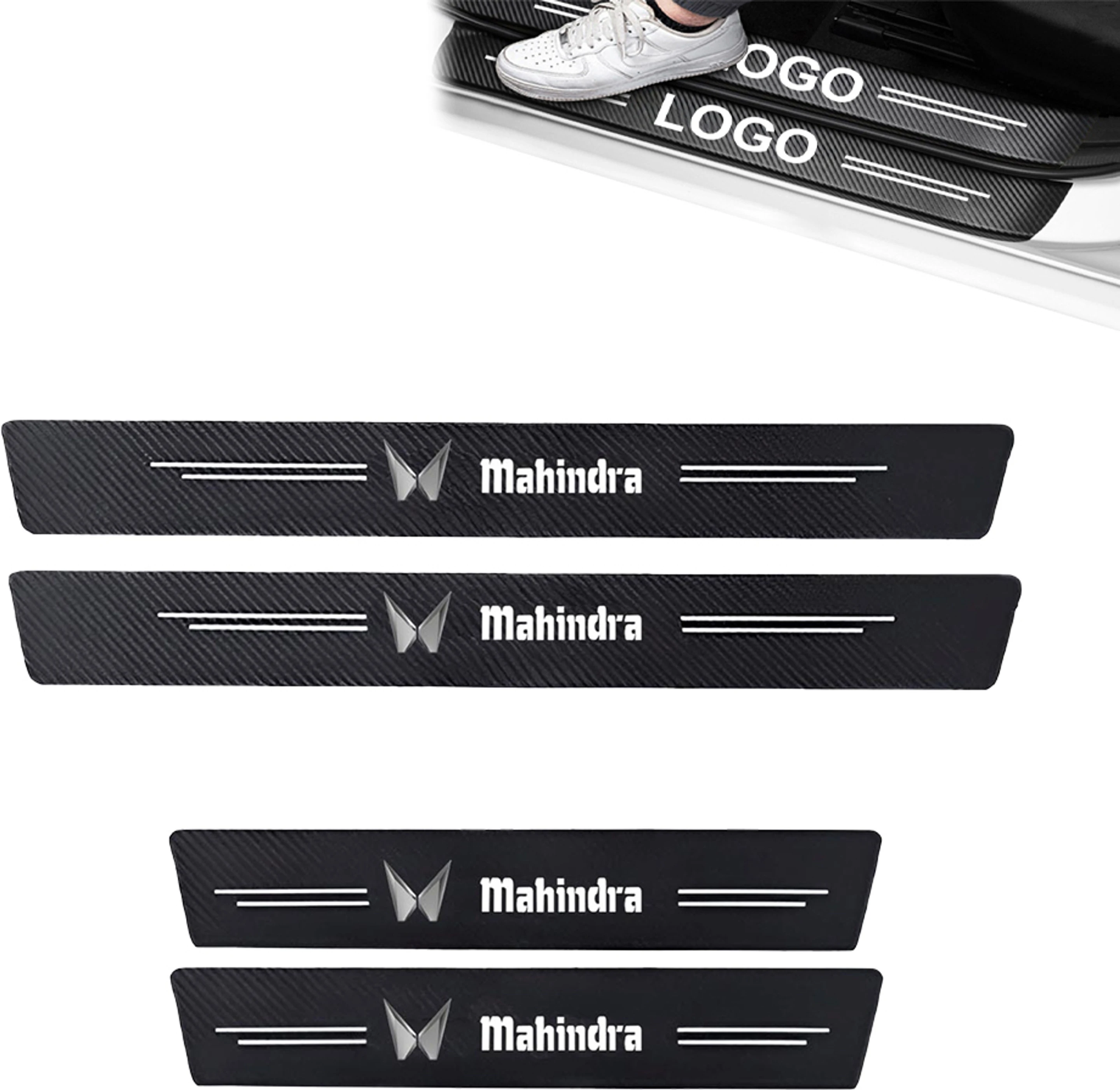 4PCS Protective Carbon Fiber Car Door Sill Steps Covers Scratch Pad (MAHIN-DRAA) Door Sill Plate