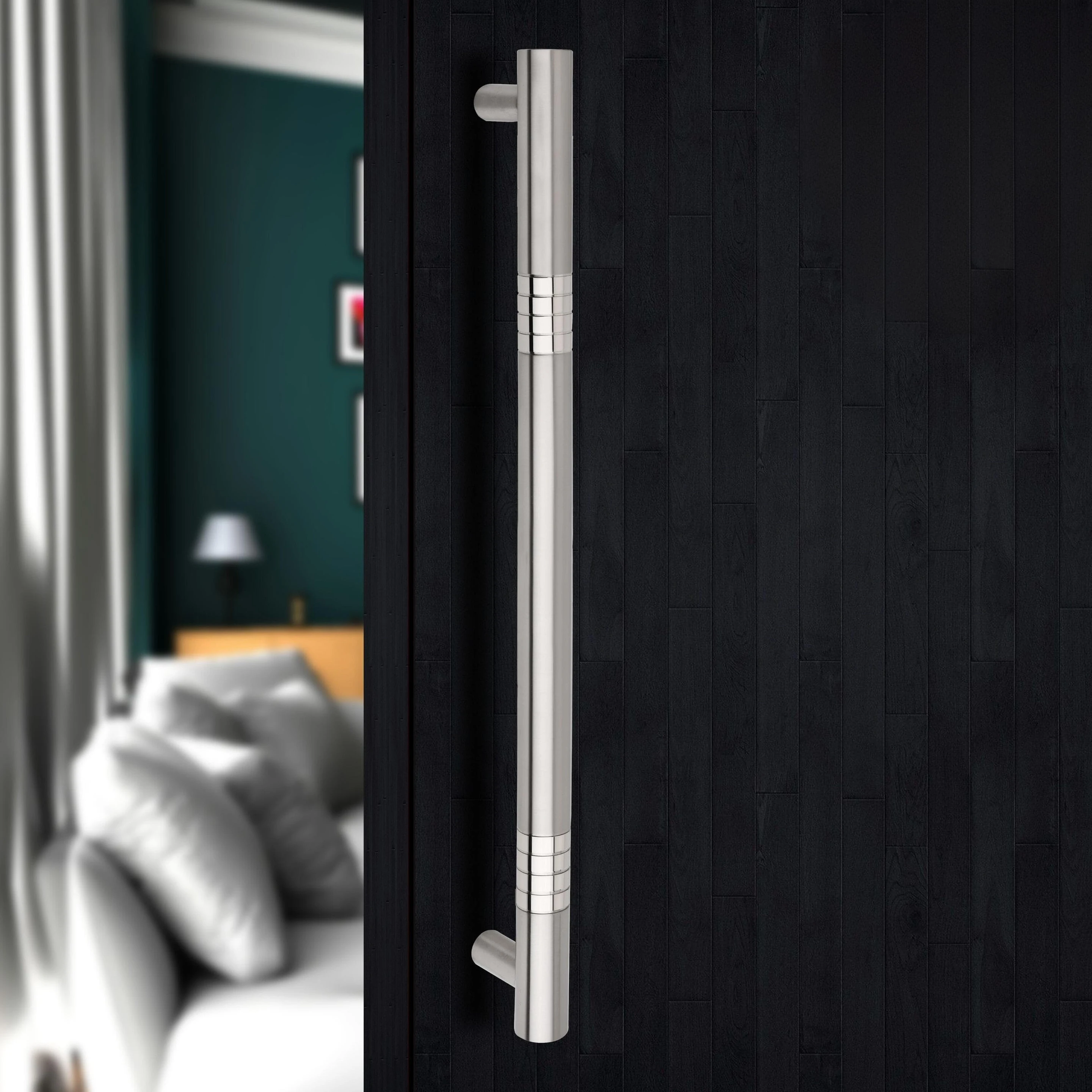 18 inch Door Handle/Handle for Glass and Wooden Door/Pull & Push (Nickel Silver) Stainless Steel Door Handle (Silver Pack of 1)