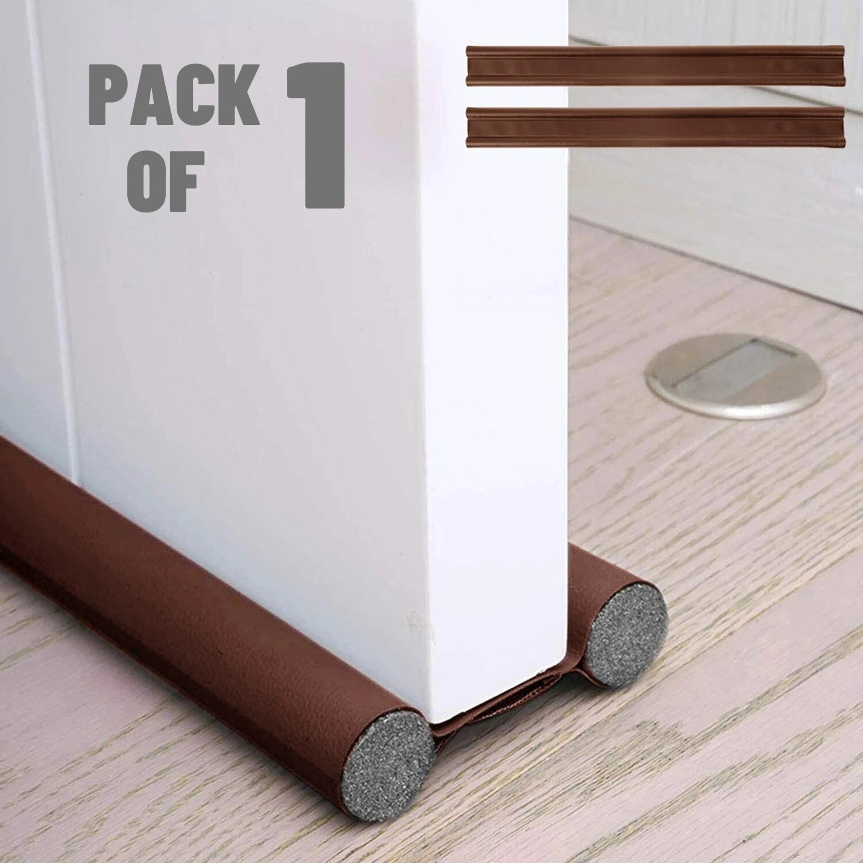 Flexible Door Bottom Sealing Strip Easy to Install Magic Door Sealer Door Mounted Door Stopper (Brown)