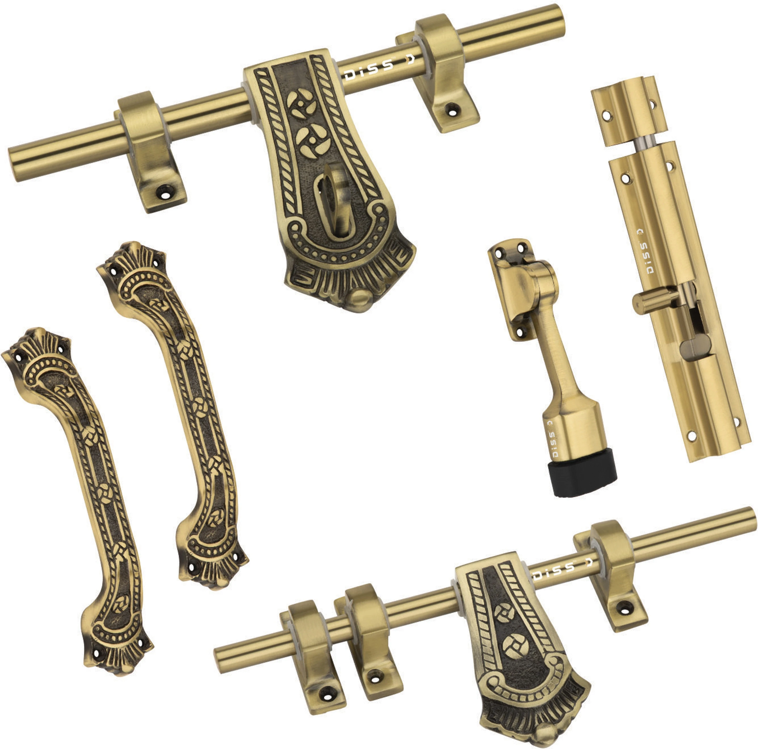 Zinc Maharaja Style Single Door Kit Full Fitting Set Aluminium, Stainless Steel Door Handle (Brown Pack of 1)