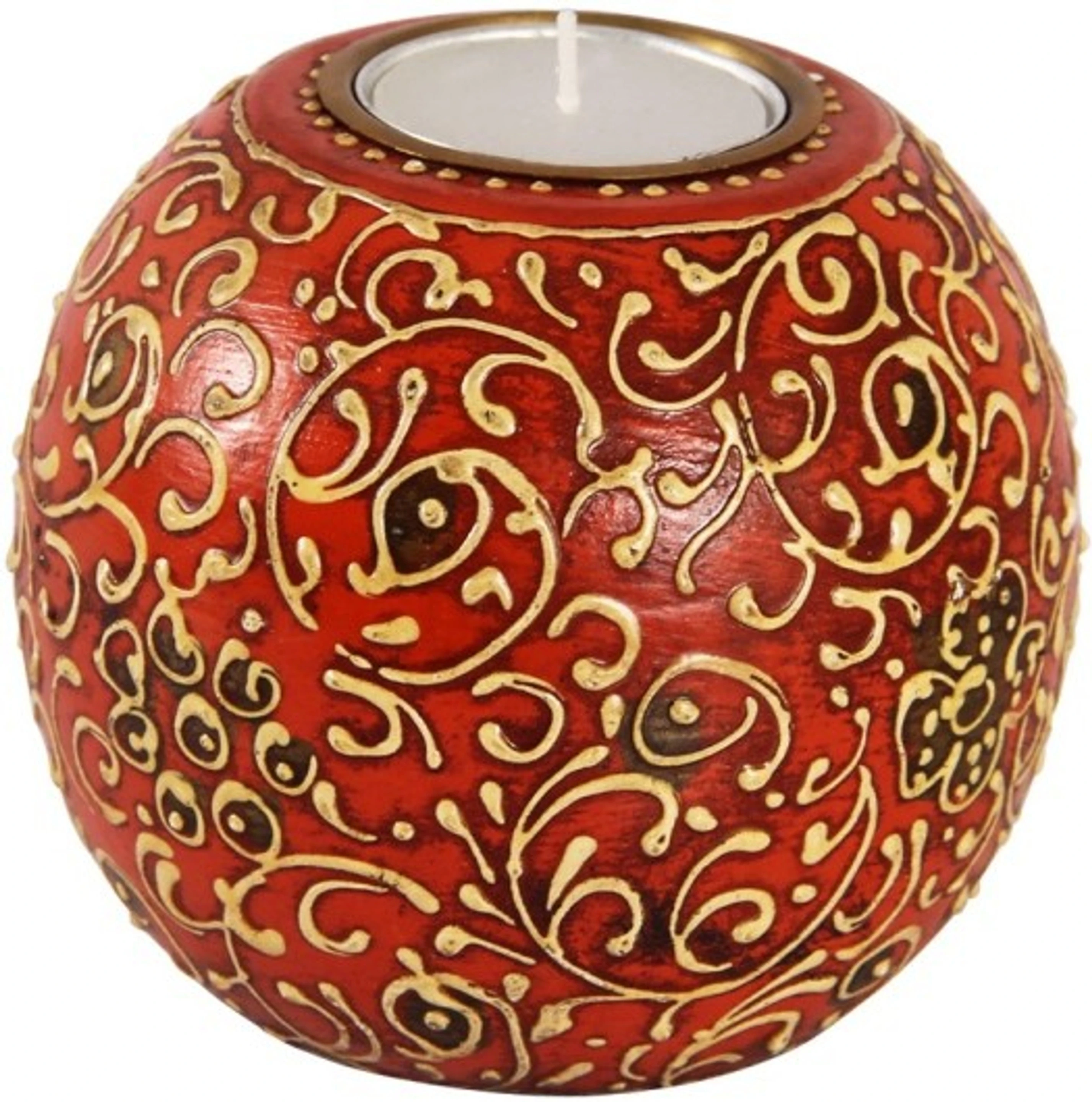 Tea light holder / T-light holder in wood hand painted Wood 1 - Cup Candle Holder (Multicolor, Pack of 1)