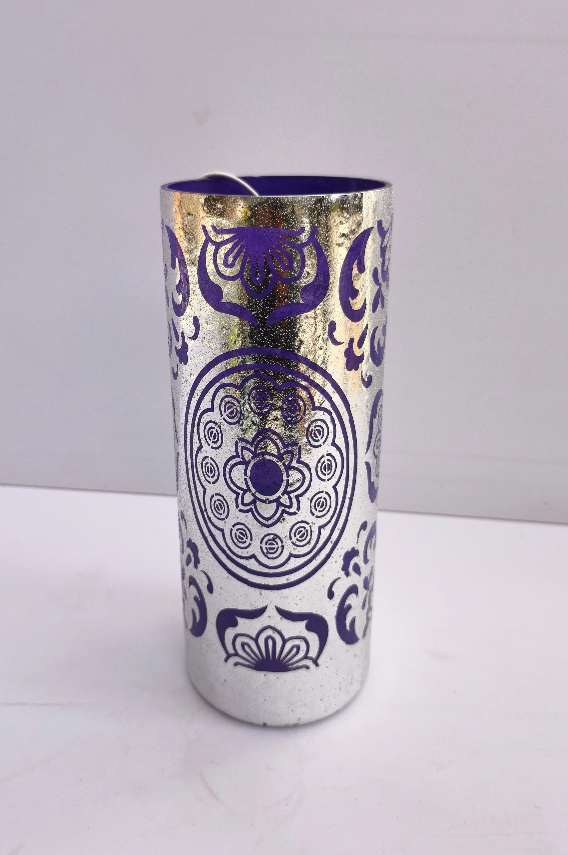 MSG043 Glass Vase (10 inch, Silver)