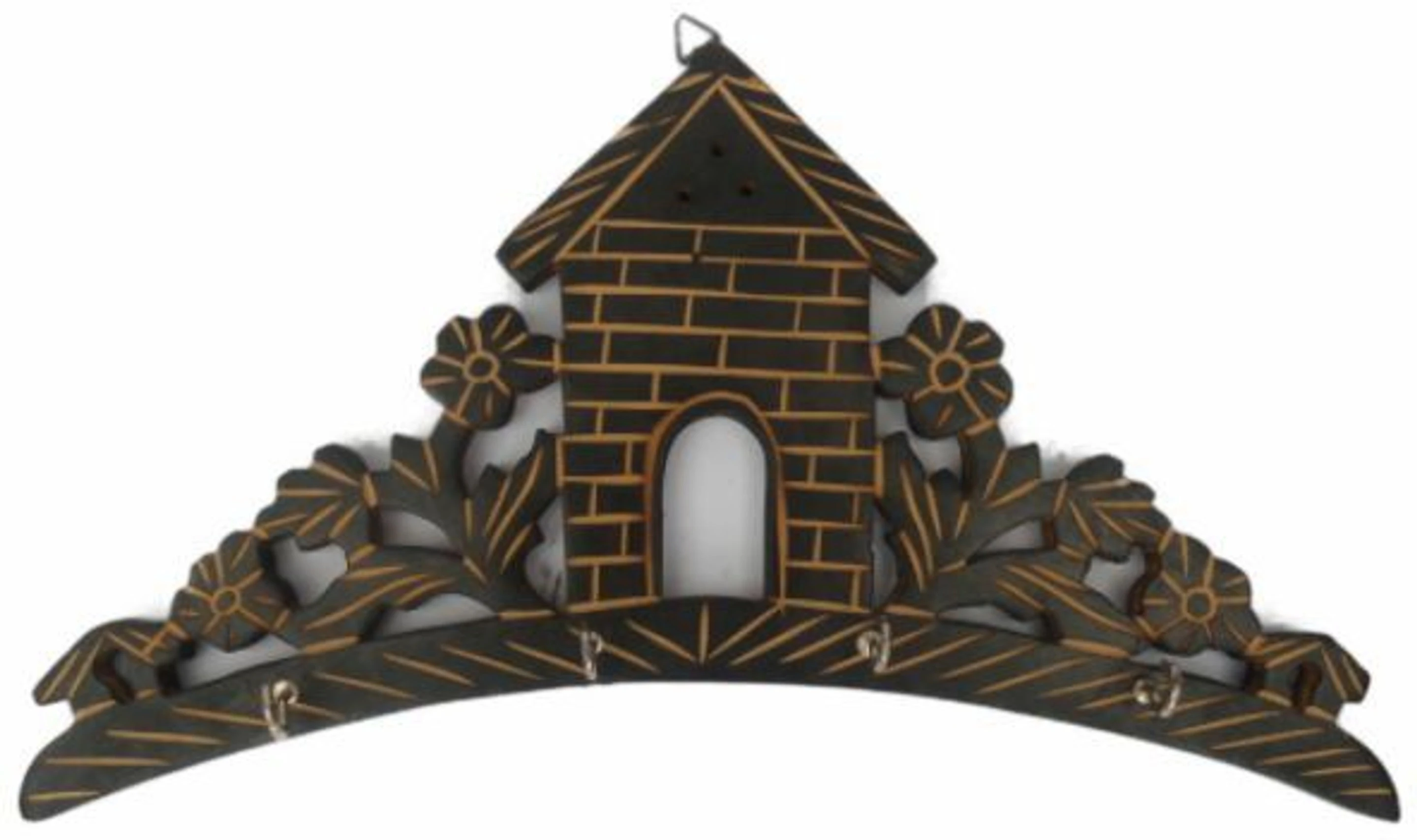 Wooden Mde 4hook Wood Key Holder (4 Hooks, Black)