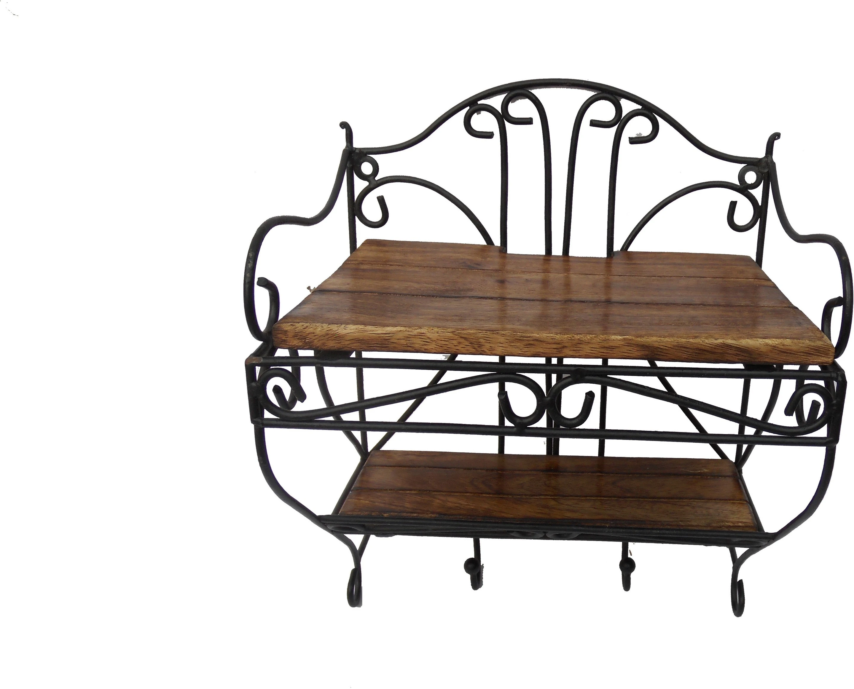 ATTRACTIVE DESIGN SETUPBOX STAND WITH REMOTE STAND IN IT Wooden, Iron Wall Shelf (Number of Shelves - 2, Brown, Black)