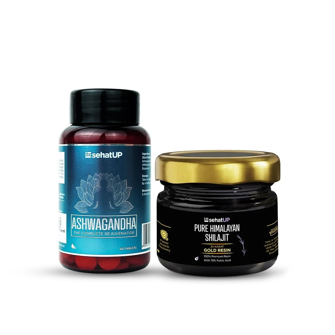 Pure Shilajit Resin & Ashwagandha Combo | Contains 24 Karat Gold | Boosts Muscle Growth & Stamina |Supports Energy, Strength & Stamina | Natural Wellness Supplement for Men & Women