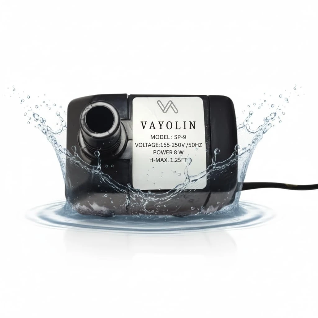 9W Cooler Water Pump – 1.2 ft Small Lifting Submersible Motor for Aquarium, Small Personal Air Cooler, Fountain, Fish Tank & Hydroponics | Black