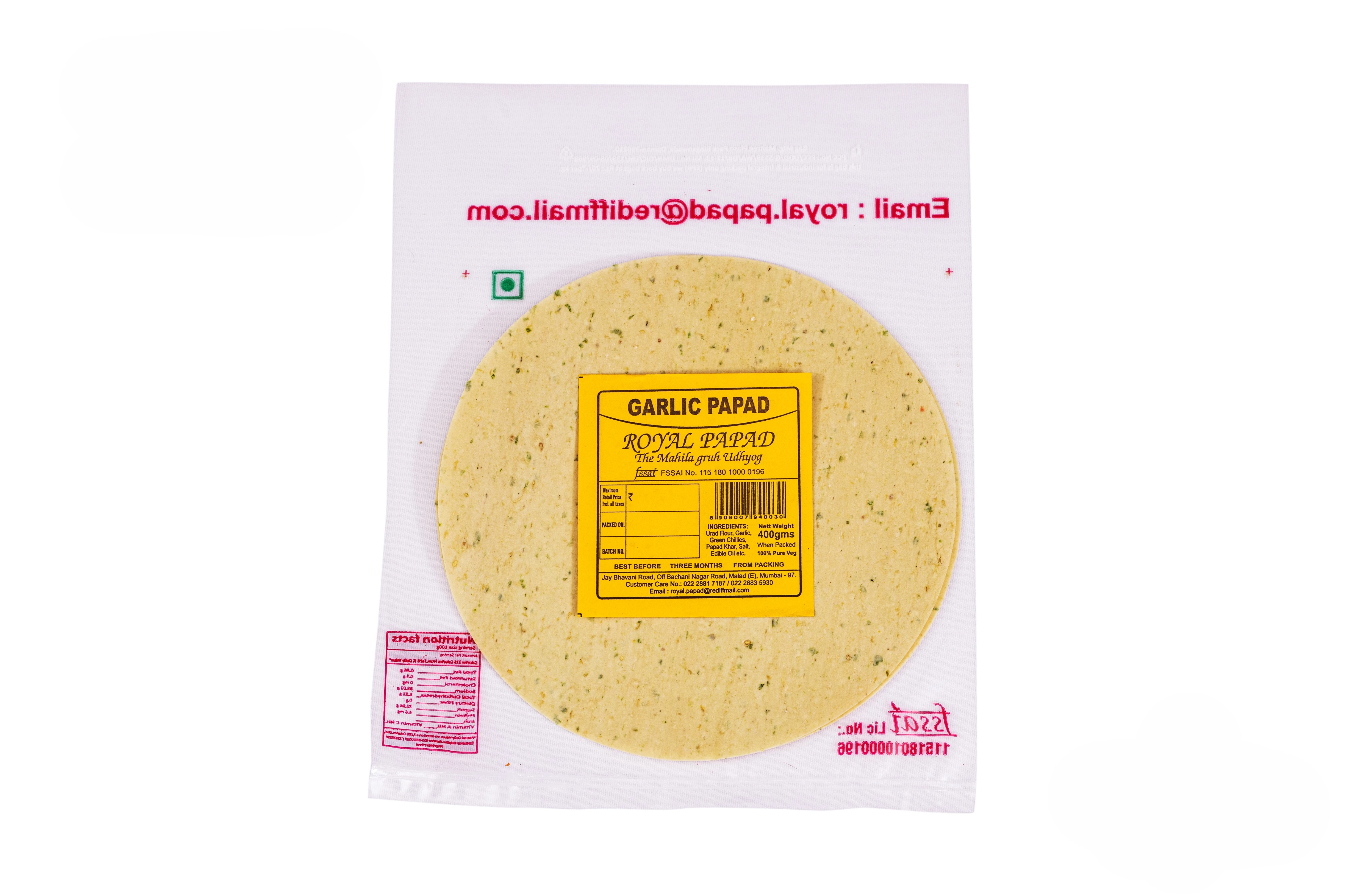 Royal Papad Garlic Papad - 400 Gms.
