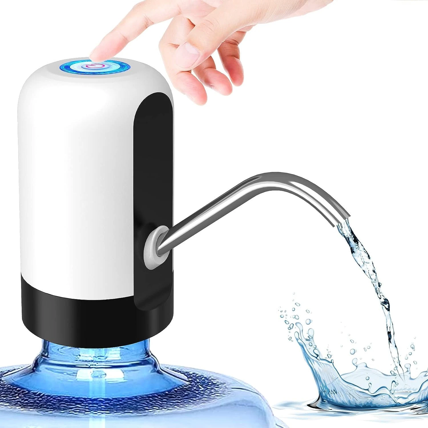 Automatic Wireless Water Dispenser Pump for 20 Litre Bottle Can, Rechargeable USB C Portable Water Can Pump, Low Noise High Efficiency, Food Grade 4W, for Home Office
