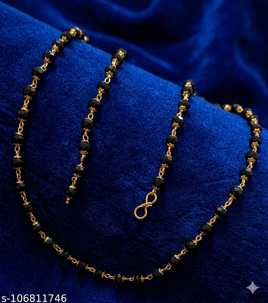 A-47 Quality Flaunt Beautiful and Attractive Daily Wear Fancy chain black moti