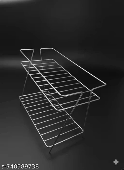 Shree Kitchenware 2 Tier Shelve Older Storage Spice Rack Storang Organizer Trolley Stainless Steel Microwave Over Seasoning Dishes Drain Over Rack, Multi Function Bathroom Storage Rack (2 Layer)
