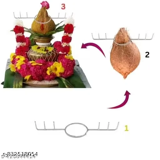 Single Kalasam Stick 1 pc - Varalakshmi Pooja or Vaibhav Lakshmi Pooja Kalasam Flower Stand Stick - Kalasam Decoration Stick