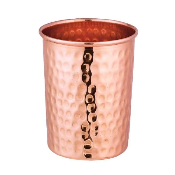 Pure Copper Glass for Drinking Water – Ayurvedic Copper Tumbler – Traditional Hammered Design | Leakproof & Durable