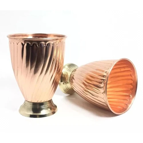 Round Copper Glass Brass Bottom