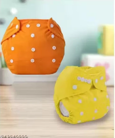 Reusable Baby Cotton Cloth Diapers - Adjustable & Washable for 0-3 Years | Soft, Waterproof & Eco-Friendly (Multicolor, Pack of 2)