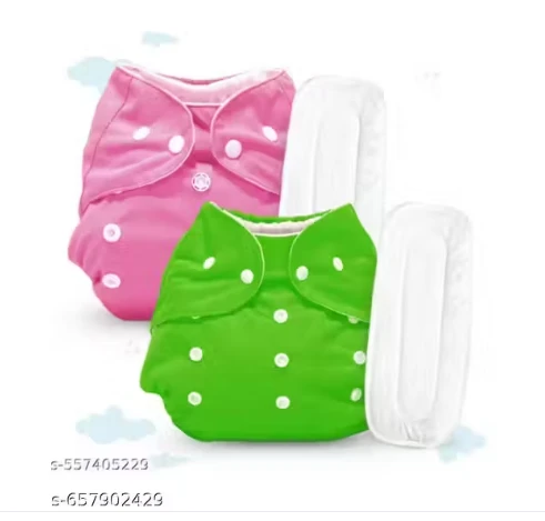 Reusable Baby Cotton Cloth Diapers - Adjustable & Washable for 0-3 Years | Soft, Waterproof & Eco-Friendly (Multicolor, Pack of 2)