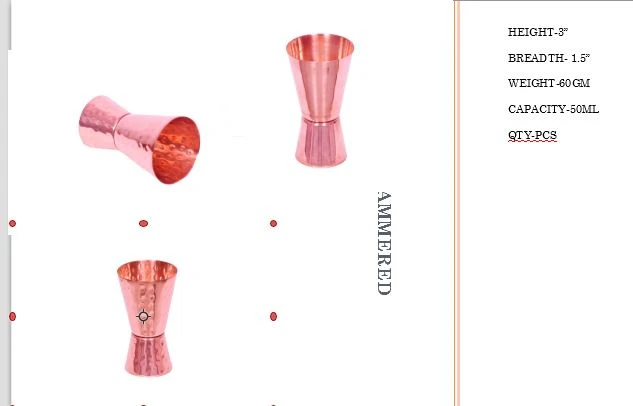 King International Stainless Steel Double Peg Measure,Copper 6 Pc,Peg Measurer,Jigger,Alcohol Measure Cup,30-60ml, Cocktail Measure,Bar Tools,Bar Accessories