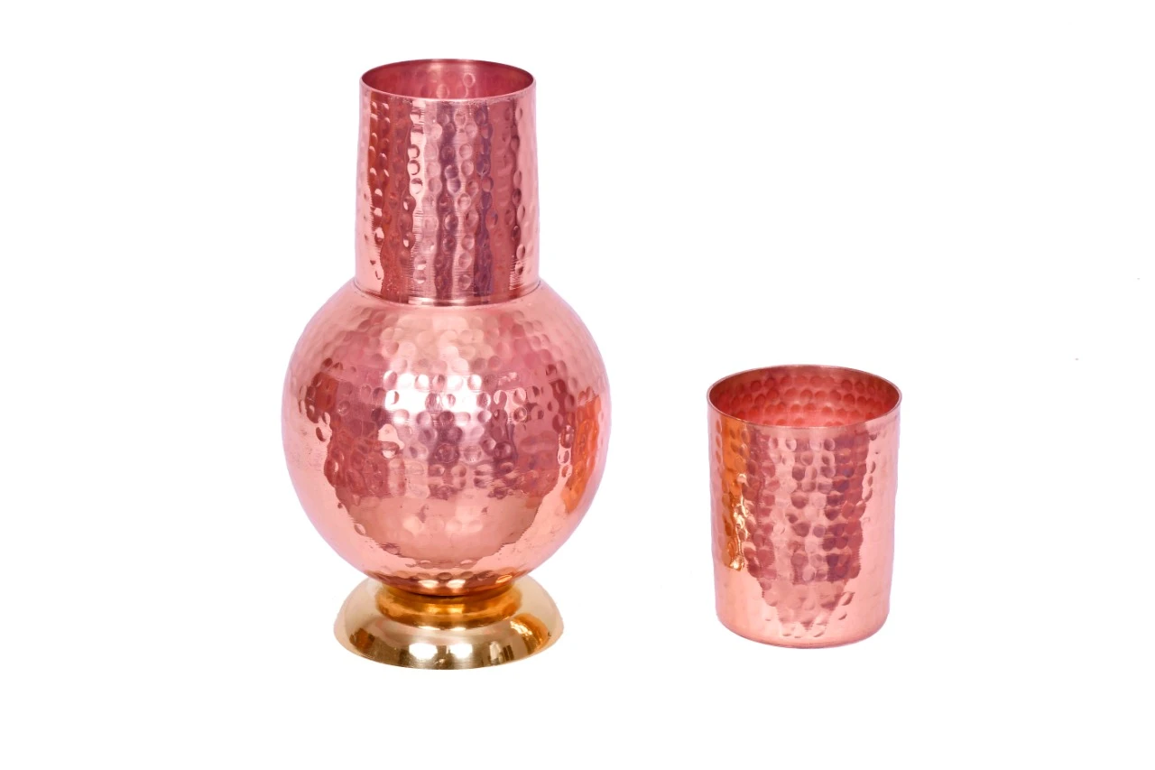 Copper Surahi and Glass Set