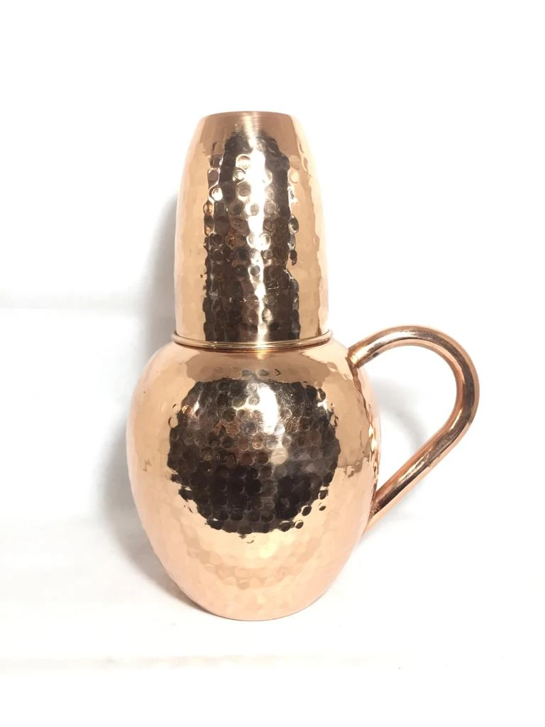 Copper Water Jug with Glass Set - 1 Liter