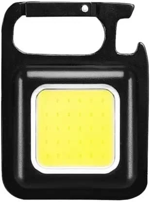Rechargeable Keychain LED Flashlight with Lighter, Whistle, Screwdriver, Bottle Opener, Magnet Base, 800 Lumens Portable COB Light for Camping Outdoor Emergency