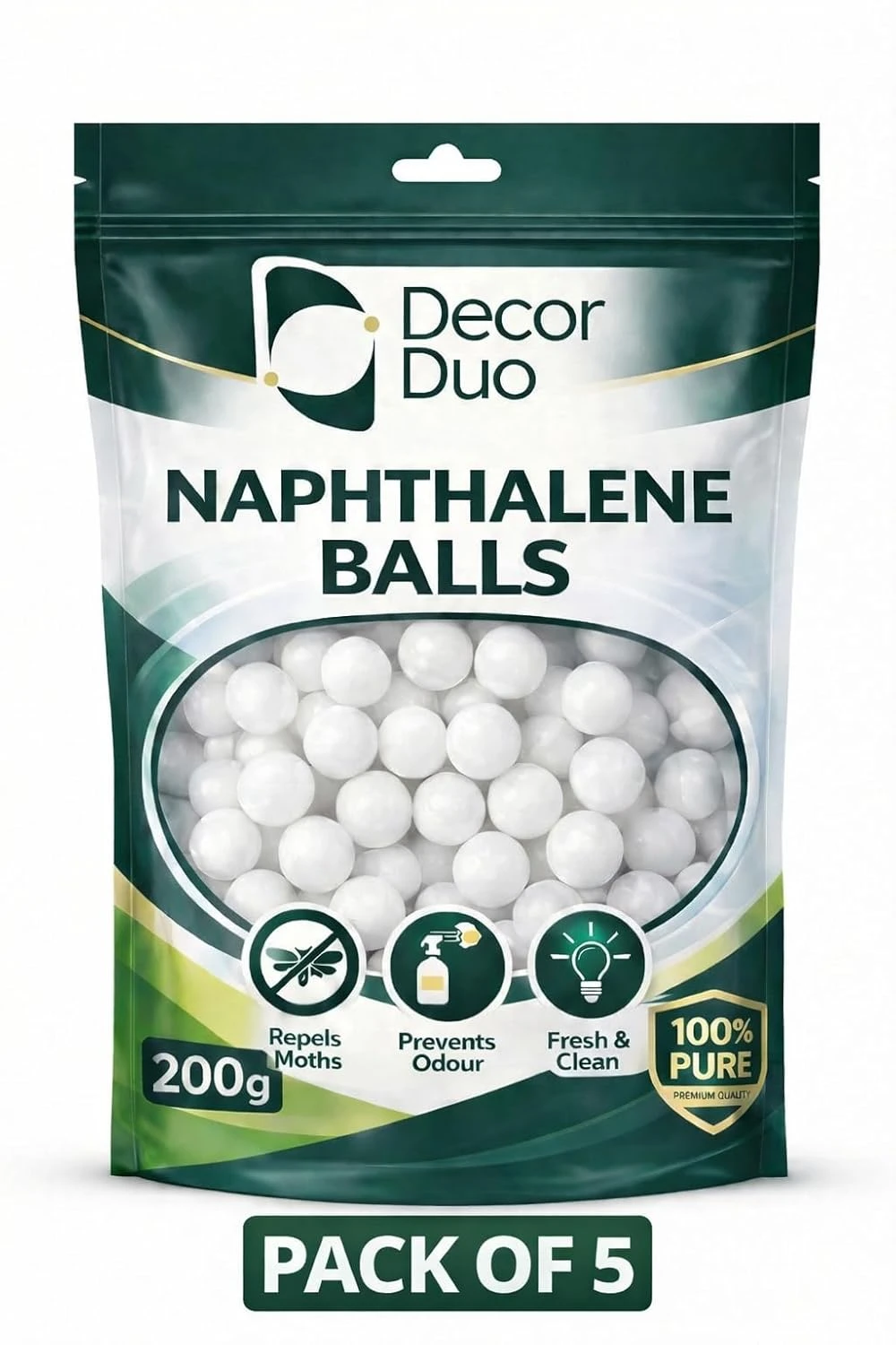 1KG Naphthalene Balls | 5 x 200g Packs | Naphthalene Balls for Wardrobe | Clothes Protection & Insect Repellent for Cupboards | Wardrobe Freshener for Clothes