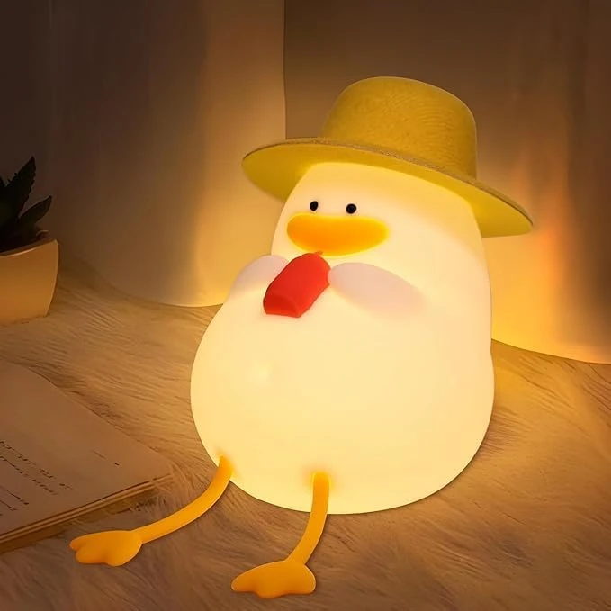 Digital.Wave Light Kola Duck LED Nursery Nightlight Lamp, Tap Control Squishy Silicone, USB Rechargeable Bedside Lamp for Bedroom, Warm White & 7 Colors...