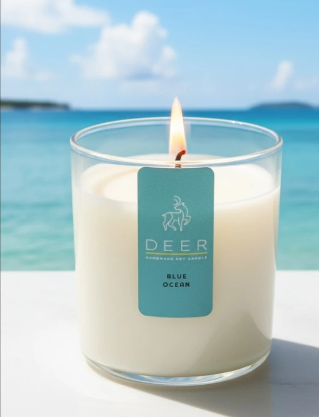 DEER Forest Bamboo Scented Candle � Natural Soy Wax Aromatherapy Candle with Fresh blueFragrance � Hand-Poured, Long-Lasting Burn � Calming Candle for Spa, Home, Meditation200Ml 40 Hours Burn