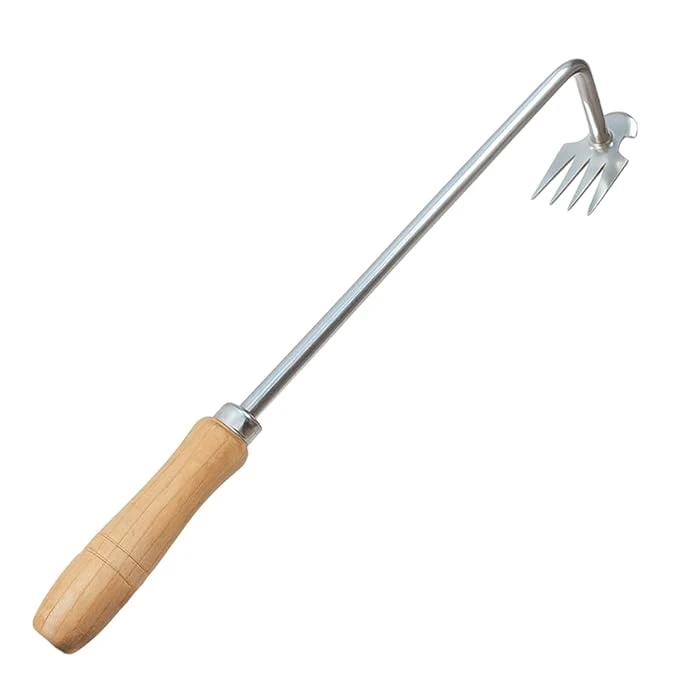 Global Nature Agro Garden Weeding Tool with Wooden Handle || Weeder Hand Tool 4 Claws || High Carbon Steel || Manual Weed Puller for Lawn and Garden ||...