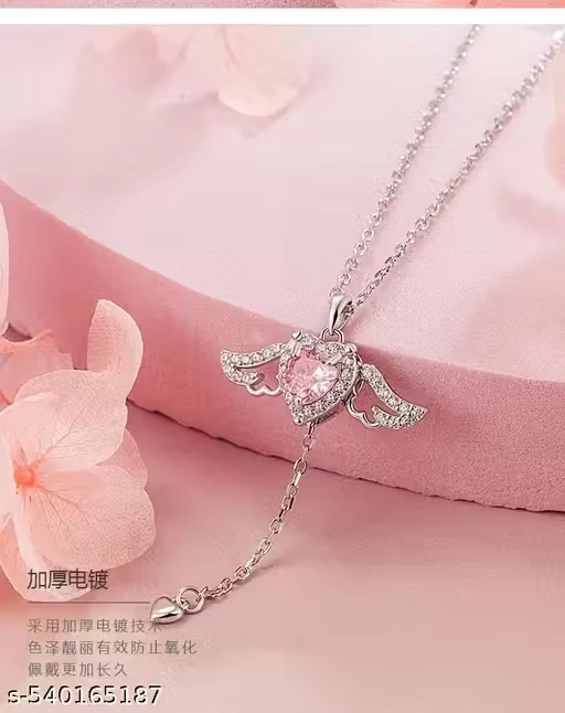 Women Silver-Plated Studded Pendant with Chain