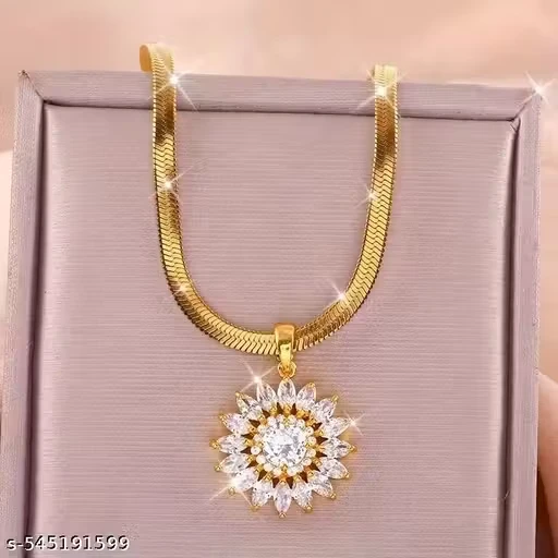 Zirconia Copper Pendant Luxurious Flower Pendant Necklace