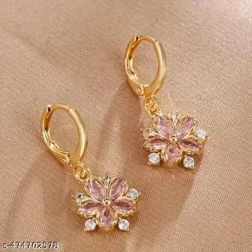Goldan Earrings For Wonmen Style Flower Cry-stal Engagement Jewelry
