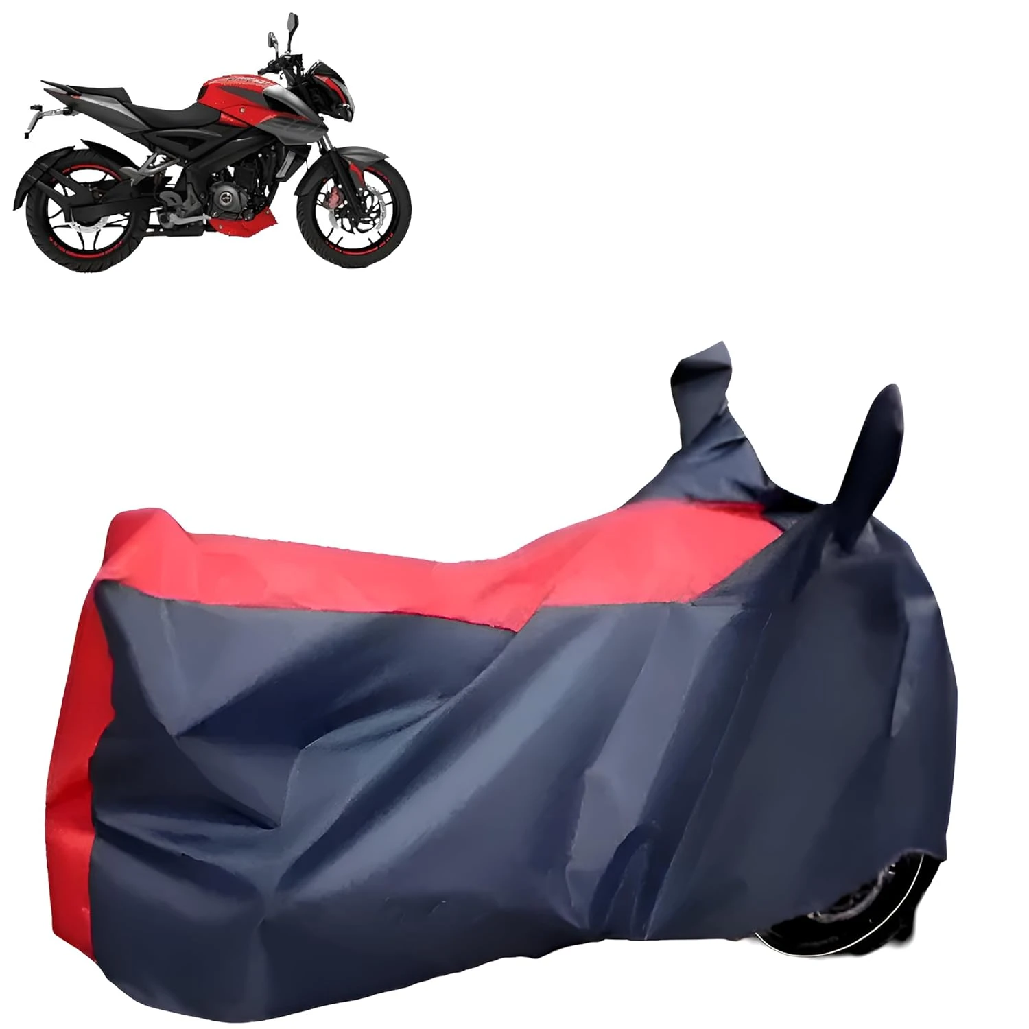 Two Wheeler Cover Compatible with Bajaj Pulsar NS 200 | for All Bikes Cover, Scooty Cover, Scooter Cover, Motarcycle Cover |100% Waterproof | Mirror Pocket | Red & Blue