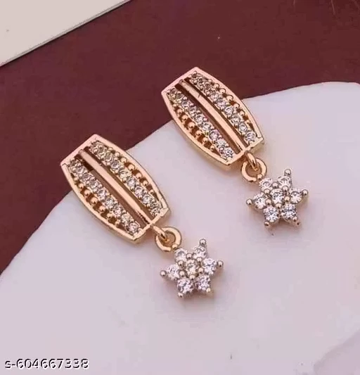 Rose Gold-Plated Stone-Studded Earrings