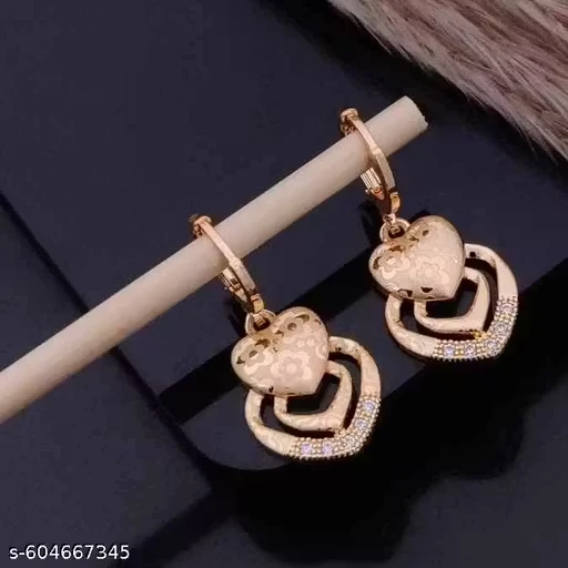 Rose Gold-Plated Stone-Studded Earrings
