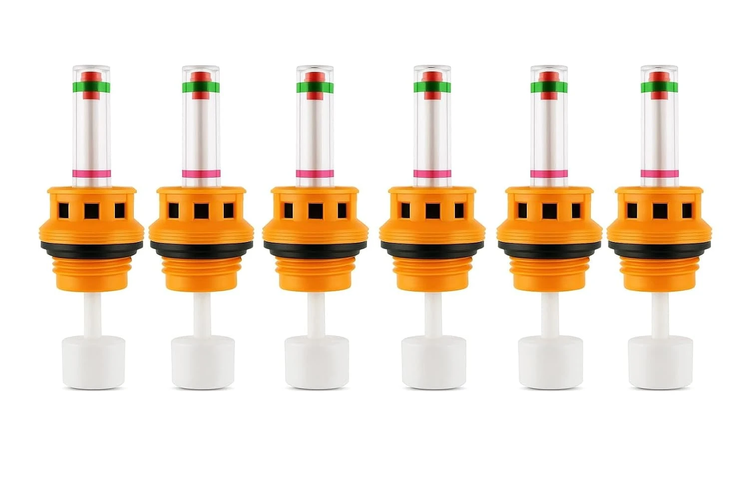 Exide Batteries Compatible [NOT for Other Batteries] Inverter Battery Water Level Float Indicator Cap Set with Fumes Filtration - 1 Set of 6 Pieces for 1 Battery (Yellow-27 mm)