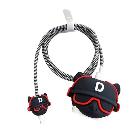 Cable Protector with 3D Cute Pattern for iPhone Charger only 18W & 20W | Data Line Wire Saver Charging Cable Charger Protective Cable Full Protection Set of - 1