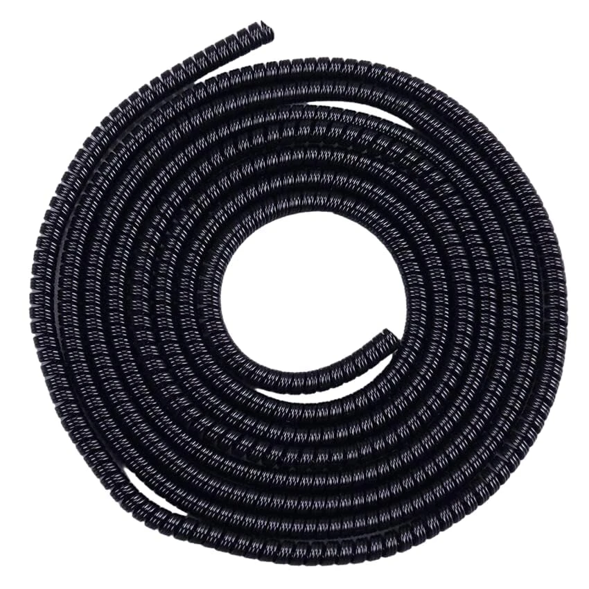 Spiral Cable Protector, 150cm Black Plastic Cord Organizer for iPhone and Android Cables, Headphone and Charger Wire Protection Cover, Universal Device Compatible