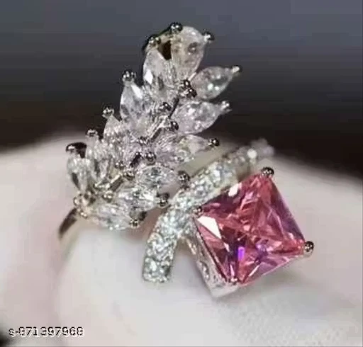 Silver Plated Stone Studded Adjustable Ring BY ENTERCARTS