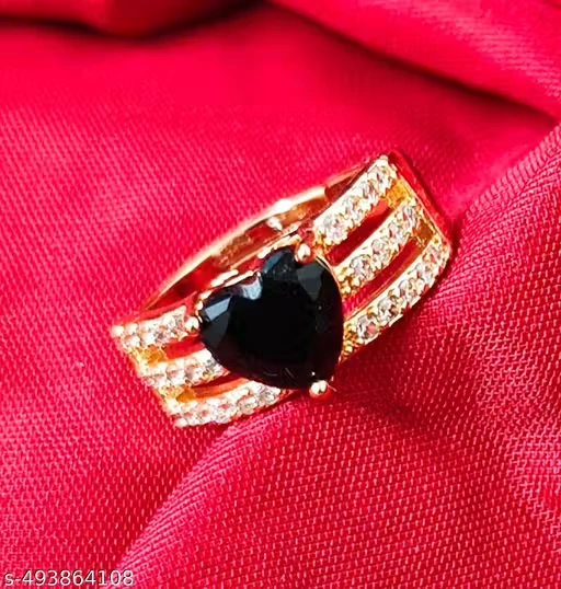 Natural CZ Stone Gold Plated Adjustable Ring