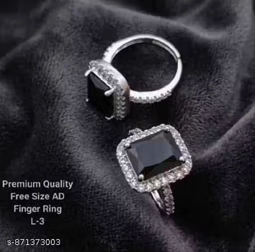 Silver Plated Stone Studded Adjustable Ring BY ENTERCARTS