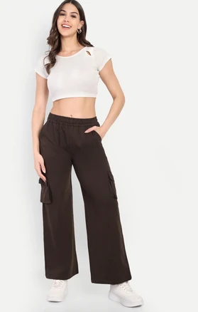 Kepto Women Solid Track Pants- Coffee Brown