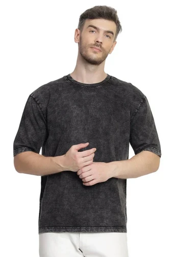 Kepto Mens Solid Oversized T-shirt- Charcoal Size Medium