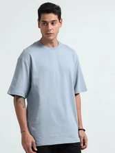 Kepto Mens Solid Oversized T-shirt- Rainwash Size Medium