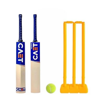 Cricket Kit with Wooden Bat, Plastic Stumps and Ball for Kids | Cricket Kit for Kids Cricket Bat with Wicket (Size 3, Age 6-10 Year)