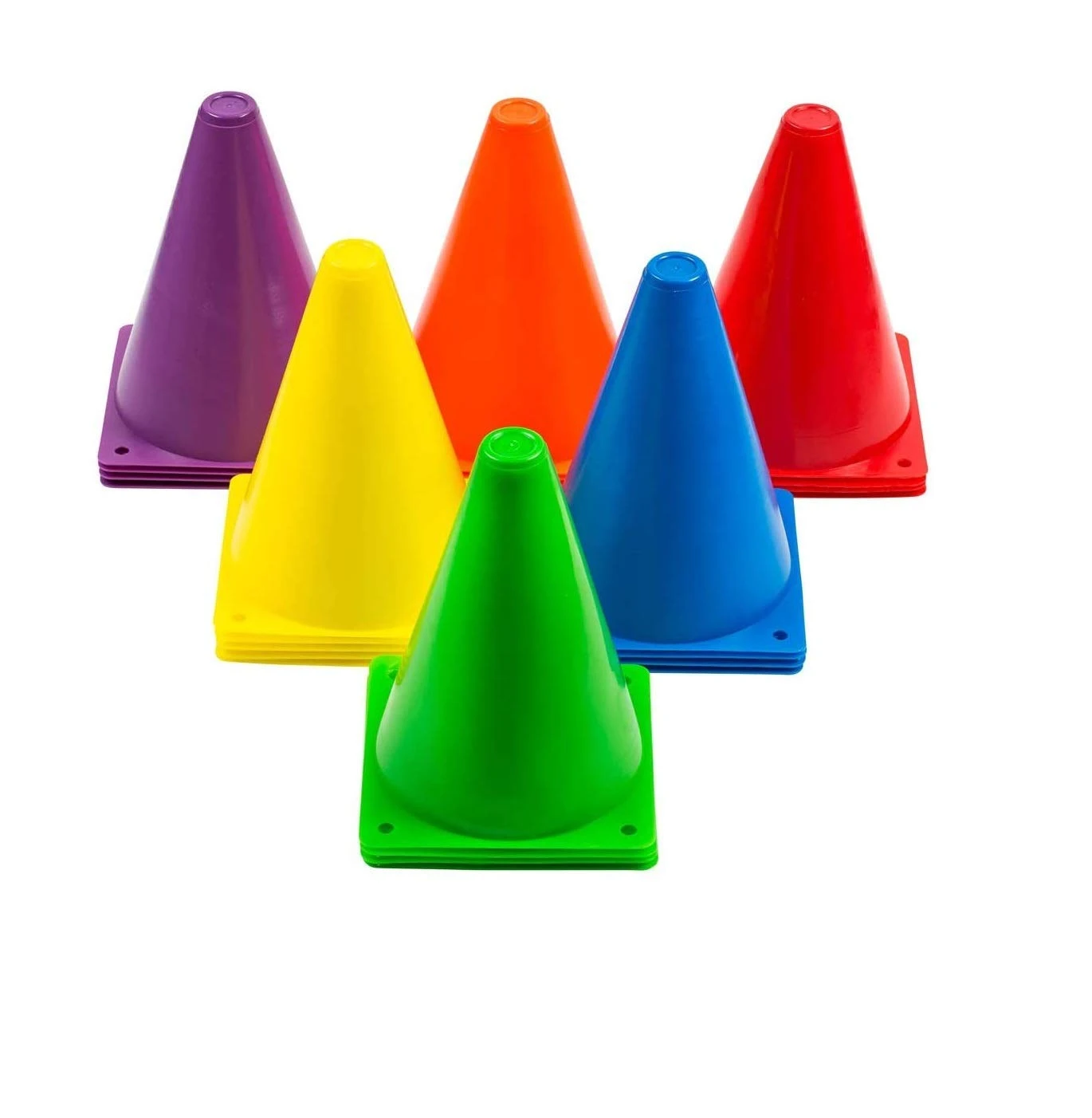 9 Inches Plastic Multicolored Stacking Cones | Perfect for Sports Training | Set of 6, Assorted Color (SSTP)