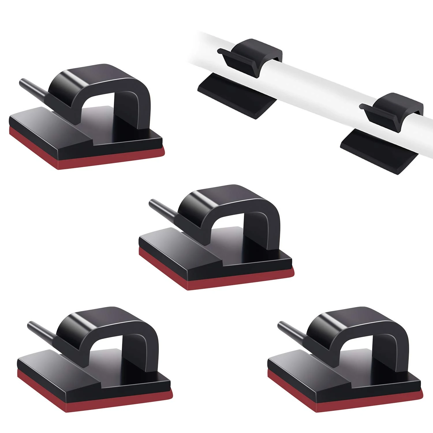 50 Pcs Self Adhesive Cable Management Clips, Cable Organizers Sticky Wire Clips Cord Holder for TV PC Laptop Ethernet Cable Desktop Home Office (Black)