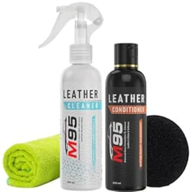M95 Leather Cleaner and Conditioner kit Combo for Sofa, Car Seats, Jacket, Bags, Belt and for all Leather, cleaner and conditioner (200ml) (Cleaner + Conditioner)