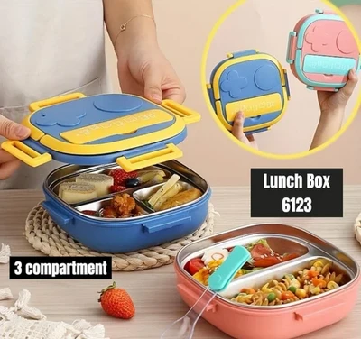 3 Compartment SS Lunch Box Pack of 1