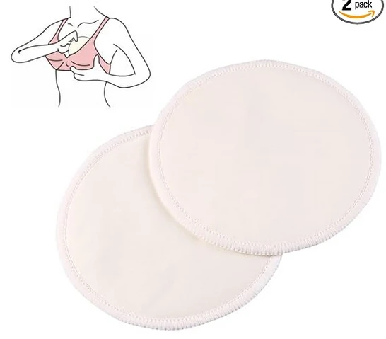 Women Cotton Nursing Pad Reusable Breast Pads Washable Nipple Covers for Maternity Breastfeeding Anti-Spill Pads Leakproof White Pack of 2