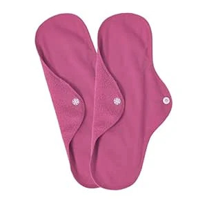 Reusable Washable Cotton Menstrual Cloth Pad Heavy Flow Leakproof Overnight Protects Sanitary Pads Set with Wings for Women (Regular, 2, count)