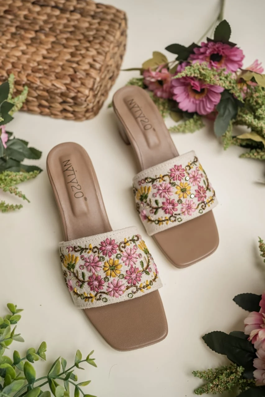 Women’s Designer Heel Sandals – Stylish Ethnic Footwear with Elegant Detailing & Comfortable Cushioned Sole